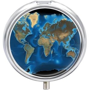 Wereldkaart Pil Case Reizen Pil Container Mini Reizen Geneeskunde Tablet Vitamine Houder Organizer Geneeskunde Kabeljauw Leverolie Opslag