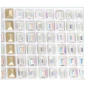 6x8mm Rechthoek Glas Kristal Steentjes Pointback Lijm Op Steentjes Nagel Decoratie DIY Accessoires Stenen-Laser Shine, 6x8mm 10 stks