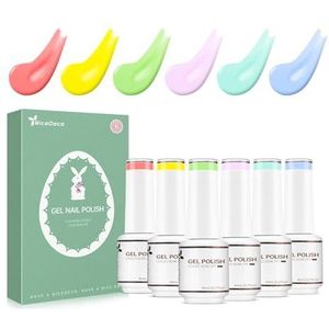Nicedeco Pasen Gel Nagellak Set Semi Permanent Nail Gel UV LED Soak Off Cruelty-Free Gellak Set Kleuren 6 x 8ML Gift Set 22