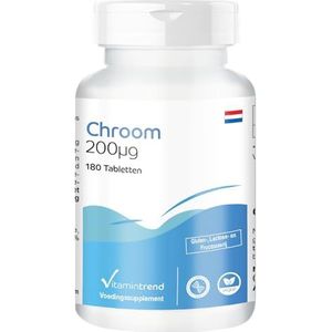 Chroom 200mcg - Chroompicolinaat - 180 tabletten - ! VOOR 6 MAANDEN ! - veganistisch - hoge dosis | Vitamintrend®