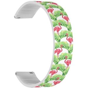 RYANUKA Solo Loop band compatibel met Ticwatch Pro 3 Ultra GPS/Pro 3 GPS/Pro 4G LTE / E2 / S2 (Pink Flamingos Exotic Birds Tropical) Quick-Release 22 mm rekbare siliconen band band accessoire,