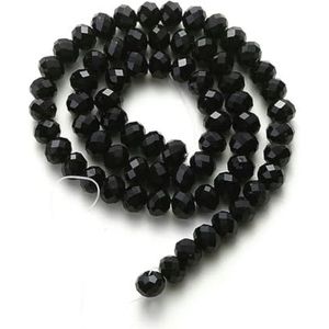 1 streng kleurrijke transparante glanzende AB kristalglas facetkralen voor sieraden maken sieraden diy accessoire-zwart-6x8mm-65PCS