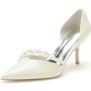 EICOFF Womens Pearl Stiletto Hakken Pumps Hoge Hakken Gesloten Puntige Neus Slip-On Hof Schoenen Bruiloft Bruidsjurk Feest Prom Schoenen,Beige,35 EU