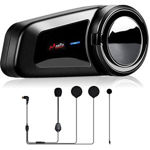 QSPORTPEAK Motorhelm Bluetooth Intercom Kit, M2 1000M 5.0 Bluetooth Motorhelm Communicatiesystemen tot 6 rijders met ruisonderdrukking, FM, Hands-Free, Waterdicht (1 Pack)