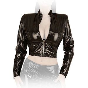 Ledapol 1427 Lak jas kort lange mouwen met ritssluiting, 40 zwart