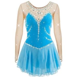 Nnnydjy Schaatsjurk Voor Meisjes Voor Kunstschaatsen Turnpakje Voor Dames Voor Ritmische Gymnastiek En Dans Glanzende Kristallen Wedstrijdkleding Voor Rolschaatsen En Kunstschaatsen,H,11_13Years