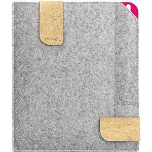 Stilbag vilten tas voor Apple iPad Pro 12.9 (2018) | Koffer van Merino wolvilt en kurk met Potlood vak | Model KUNO in lichtgrijs - roze | Tablet beschermtas Made in Germany