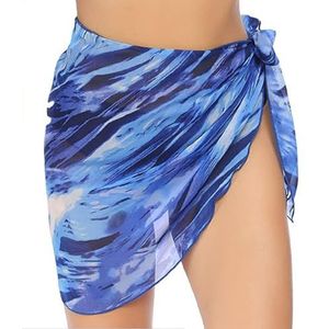 CHUANGOU Strandwrap sarong, bedekking, chiffon, badpak, wikkelrok, blauw, L