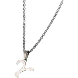 Eenvoudige zilveren kleur 26 letter hanger ketting mode unisex AZ initialen roestvrijstalen choker sleutelbeen ketting sieraden (Style : FN782193)