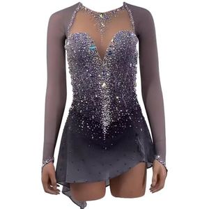 Figuurschaatsenwedstrijd voor meisjes Schaatsen rokken Winter Sports Skate Prestatie jurken met strass,A,11_13Years