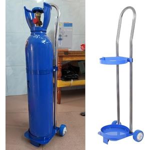 UZAMIRLEX Flessenwagen, zuurstoftank van staal met wielen voor cilinders van 10, 15 en 20 l, hoogte 80-110 cm (hoogte 80 cm (31 1/2 inch)