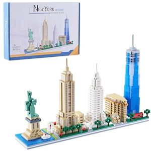 Micro Block London City Series Skyline Architectuur Big Ben Tower Bridge Bouwsteen Speelgoed Cadeau Verjaardag Kerstcadeau (3430PCS) Compatibel met lego(New York)