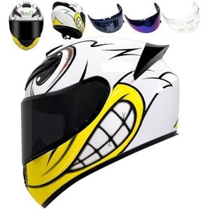 Volledige gezichtsmotorhelm, racemotorcrosshelm, compatibel met helder getint vizier, DOT-typegoedgekeurde straatfietshelm (M)(Bird,Medium)