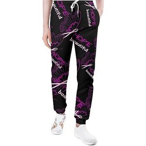 Borstkanker bewustzijn vlinder joggingbroek voor mannen yoga atletische joggingbroek trendy lounge jersey broek XL