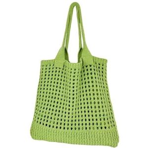 OZLCUA Gebreide Schoudertas Grote Strand Tote Bag Schouder Gebreide Tas Tote Strand Gehaakte Grote Capaciteit Elastische Grote Lading Dragende Handtas Hand Gebreide Gehaakte Tas, Lichtgroen, Eén maat