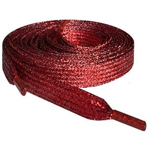 Platte Metallic Sparkle Glitter Smart Laces® schoenveters, ideale schoenveters voor kinderen, meisjes, kinderen en dames sneakers en schoenen, Rood, 120cm / 47