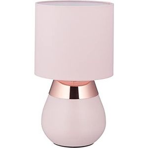 Relaxdays nachtkastlamp touch, tafellamp woon- & slaapkamer, stoffen lampenkap, E14, HxD: 32x18 cm, lamp, roze
