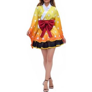 MANMICOS Amerikaanse maat Anime cosplay kostuum Vrouwen kimono rok feestpak (Oranje, XX-Small)