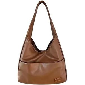 Handtas met grote capaciteit, damesschoudertas, eenvoudige veelzijdige pendeltas, studentenbureautas (Color : Light brown)