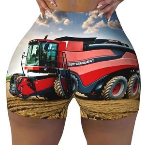 Jkkghll Bedrijf Boerderij Tractor Print Workout Shorts Stijlvolle Fitness Training Zomer Workouts Gym Sessies Dagelijks dragen, Zwart, S