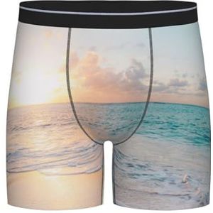 GRatka Boxer slips, heren onderbroek boxer shorts been boxer slips grappig nieuwigheid ondergoed, mooi strand geel zonsondergang oceaan, zoals afgebeeld, XXL