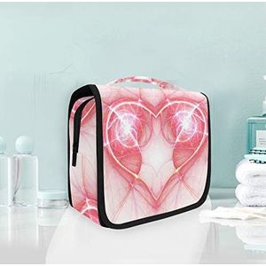 Hangende opvouwbare toilettas roze abstract hart make-up reisorganisator tassen tas voor vrouwen meisjes badkamer