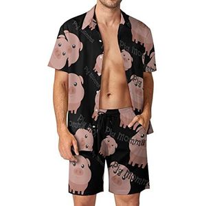 Schattig varken momma Hawaiiaanse sets voor mannen button down korte mouw trainingspak strand outfits L