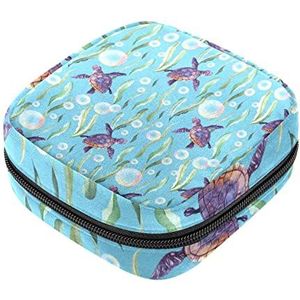 Turtle Bubbles Coral maandverband opbergtas menstruatie pad tas draagbare menstruatie cup zakje met rits voor tiener meisjes vrouwen dames