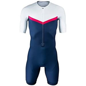 Heren Speed ​​Tri Suit - Heren Triathlon Trisuit - Mens Korte Mouw Tri Pak Skinsuit - Bodysuit Bodysuit met Gel Pad (Color : Bodysuit D, Size : Large)