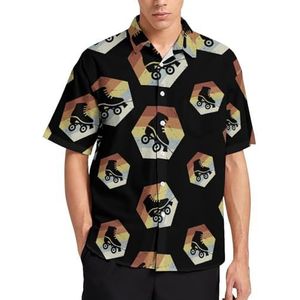 Retro jaren 70 rolschaatsen zomer heren shirts casual korte mouwen button down blouse strand top met zak XS