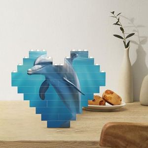Bouwsteenpuzzel hartvormige bouwstenen winter de dolfijn puzzels blokpuzzel voor volwassenen 3D micro bouwstenen voor huisdecoratie stenen set