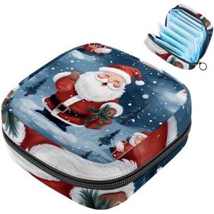 MUOOUM Merry Christmas Santa Claus Maandverband Opbergtas Draagbare Menstruatie Tas voor Vrouwen Tiener Meisjes Menstruatie Cup Pouch Nursing Pad Houder