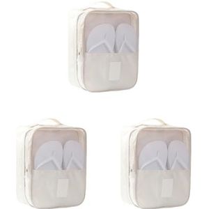 Schoenen Opbergtas Slipper Stofdicht Rits Pouch Oxford Stof Draagbare Schoenhouder Organizer Huishoudelijke Reizen Beige, 3 Set (Beige), as description