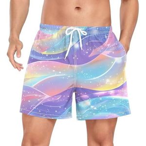 Niigeu Cartoon Kleurrijke Regenboog Stippen Mannen Zwembroek Shorts Sneldrogend met Zakken, Leuke mode, M