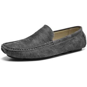 Loafers for heren, schoenen van veganistisch leer, rijdende loafers, platte hak, lichtgewicht, comfortabel, casual, instapper (Color : Grey, Size : 42 EU)