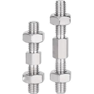 304 roestvrij staal M3 tot M16 links- en rechtsdraaiende bouten met dubbele kop, dubbele eindstangen, staven en schroeven met moeren(M4x30mm)