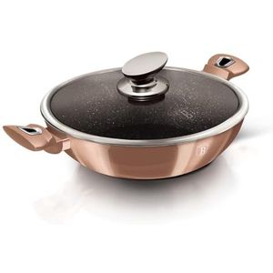 Berlinger Haus - Wok met glazen deksel, 30 cm, Metallic Line Rose Gold Edition