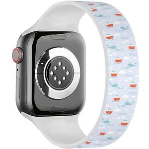Solo Loop Band Compatibel met All Series Apple Watch 38/40/41mm (Fairytale Cartoon Fish Walvissen Boten) Elastische Siliconen Band Strap Accessoire, Siliconen, Geen edelsteen