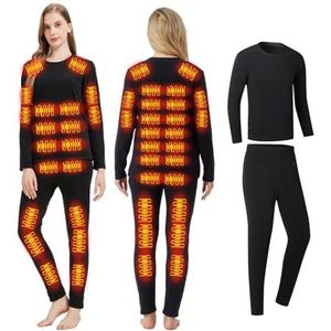 Verwarmde thermische ondergoedset voor mannen vrouwen,USB-oplaad,42 zones intelligente verwarmde koude winterkleding & M