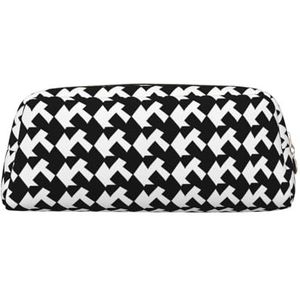 Houndstooth zwart bedrukt lederen etui draagbare reizen make-up tas grote capaciteit toilettas rits opbergtas voor vrouwen meisjes, Goud, Eén maat, Tas Organizer