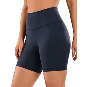 CRZ YOGA Yogashort Voor Dames Met Naakt Gevoel - 6 Inch Hoog Getailleerde Trainingsshorts Atletische Hardloopfietsbroek Marine XS
