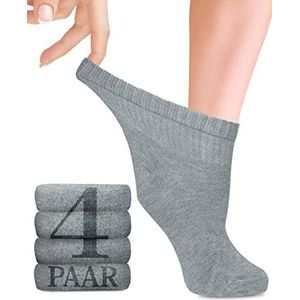 Diabetiker bamboesokken met lycra voor Dames: Zonder naad aan de aanzet van de teennagels, Enkelhoog; hoog draagcomfort; voor business en vrije tijd; geschikt voor Zwangere vrouwen en Senioren; 4 paar (Lichtgrijs, 35-38)