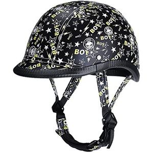 Motorhelm, Heren en Dames Retro Open Gezicht Halve Helm DOT Goedgekeurd Vintage Ademend Comfortabele Skull Cap Helm voor Scooter Cruiser Bromfiets Chopper Jet Style Helm Decoration
