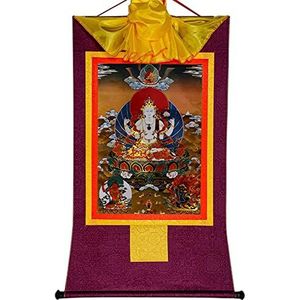 Vier gewapende Avalokitesvara, Padmapani, Hot Stamping Brocade Boeddhistisch tapijt for Zen Home Decor Meditatie (Color : Purple, Size : Small(35cm*27cm))