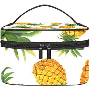 Gele Zomer Tropische Fruit Make-up Tas Voor Vrouwen Meisjes Cosmetische Tassen Met Handvat Reizen Make-up Organizer Tas, Geel zomer tropisch fruit, 8.9x5.9x5.4 Inches, Make-up Pouch