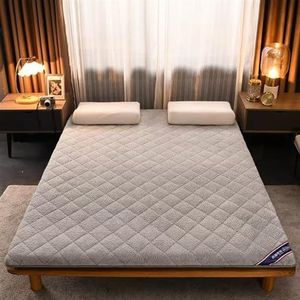 Dikke futon vloermatras, Japanse opvouwbare oprolbare matras slaapkussen, camping draagbare matras, slaapbank matras, dubbele pluche enkele dubbele matras (kleur: grijs, maat: 150 x 200 cm)
