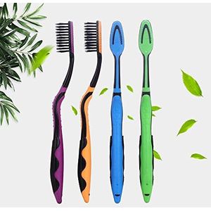 4 stks/pak Bamboe Tandenborstel Bamboe Houtskool Nano Tandenborstel van Dental Oral Care Soft Brush for volwassenen (Color : Ivory)