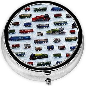 Pillendoos trein auto's ronde pillendoos 3 compartiment geneeskunde pil organisator schattige pillenorganisator draagbare reizen pillendoos geneeskunde vitamine kabeljauw leverolie opbergdoos unieke