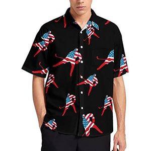 Amerikaanse hockeyspeler Hawaiiaanse shirt voor mannen zomer strand casual korte mouw button down shirts met zak