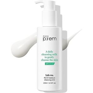 MAKE P:REM Safe Me. Relief Moisture Cleansing Milk, Gentle Makeup Remover voor de gevoelige huid met soja-eiwit, Koreaanse huidverzorging, 200ml, 6.76 Fl.Oz.